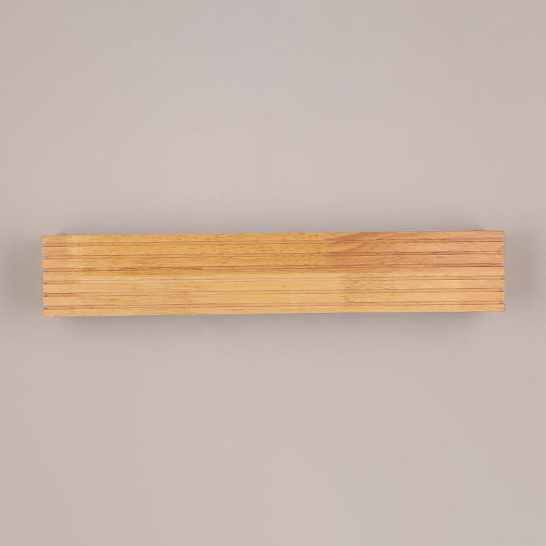 Specchio da trucco LED rettangolare tradizionale giapponese a strisce in legno da parete per camera da letto