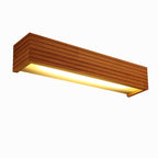 Specchio da trucco LED rettangolare tradizionale giapponese a strisce in legno da parete per camera da letto