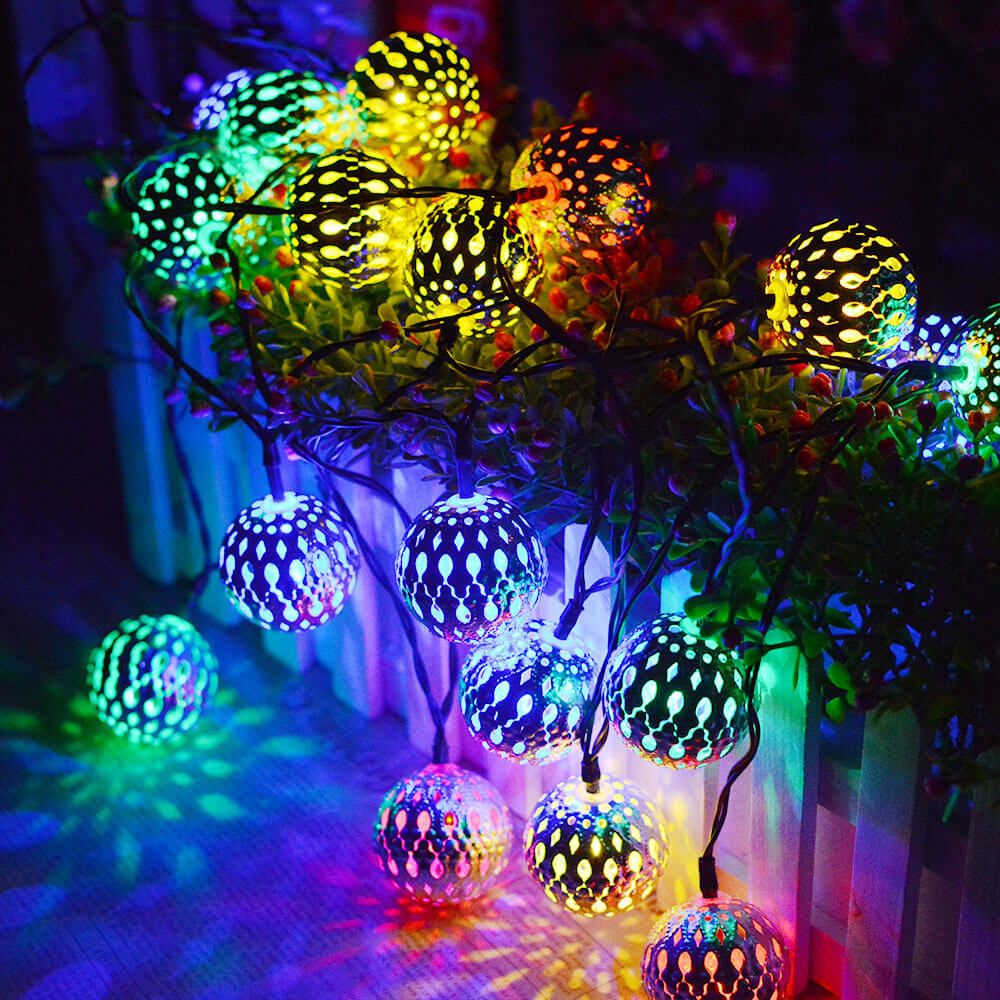 Luci a Stringa Solari Palloni Marocchini Colorati LED Luci di Natale Decorazione Esterno Luci a Stringa