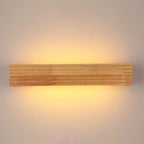 Specchio da trucco LED rettangolare tradizionale giapponese a strisce in legno da parete per camera da letto