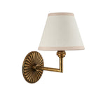 Lampada da Parete in Ottone Patinato Dahlia Angle con Paralume in Edera Bianca da 16 cm