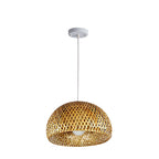 Lampada a sospensione rotonda in ferro e bambù vintage tradizionale con 1 luce per soggiorno