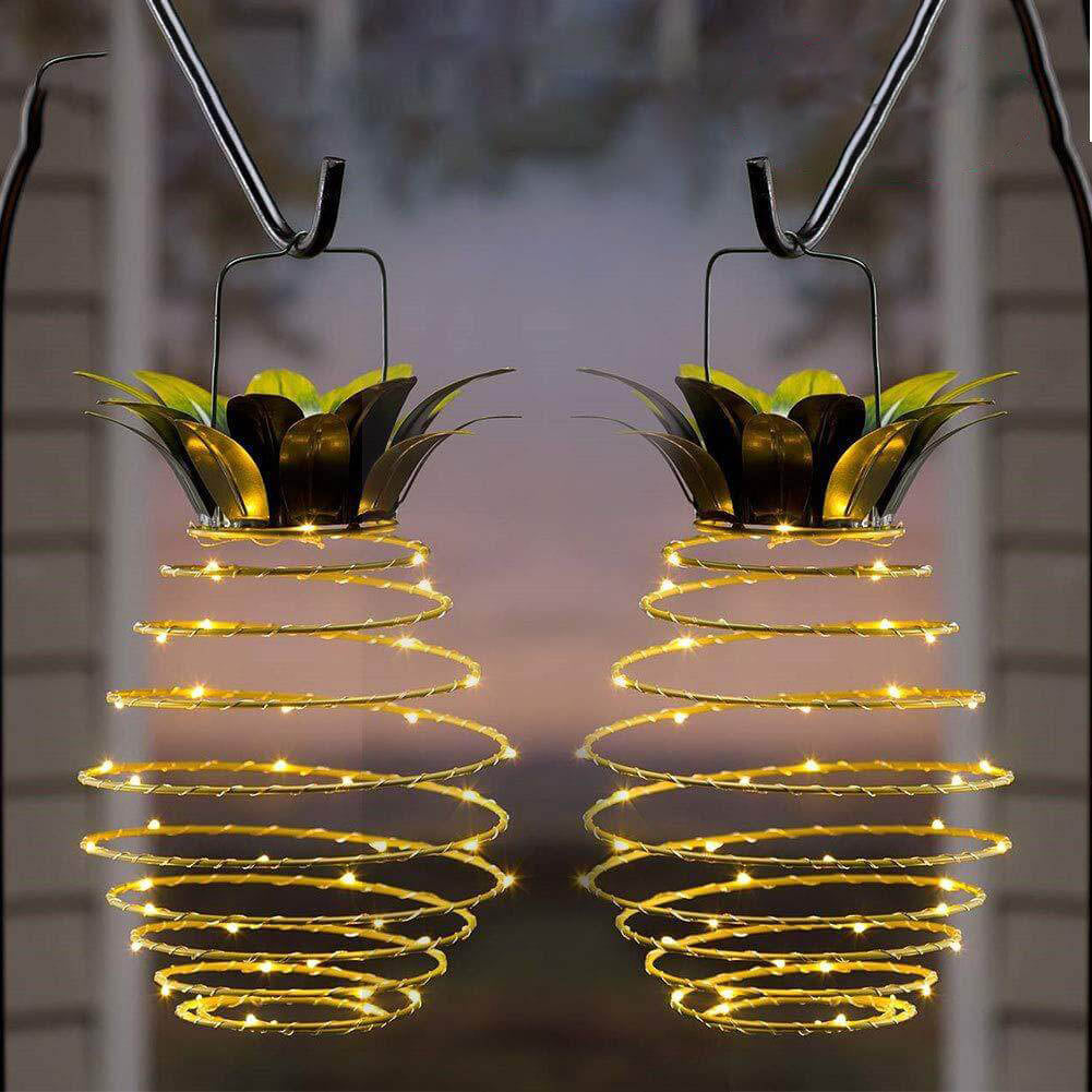 Lanterna in Ferro a Forma di Ananas Solare LED con Filo di Rame per Esterni, Impermeabile, Luci Decorative da Giardino Appese
