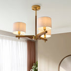Heathcliff 3 Bracci Lampada da Soffitto Semi Flush in Legno Massello e Ottone