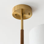 Heathcliff 3 Bracci Lampada da Soffitto Semi Flush in Legno Massello e Ottone