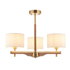Heathcliff 3 Bracci Lampada da Soffitto Semi Flush in Legno Massello e Ottone