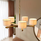 Heathcliff Lampadario a 5 Bracci in Legno Massello e Ottone