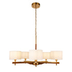 Heathcliff Lampadario a 5 Bracci in Legno Massello e Ottone