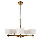 Heathcliff Lampadario a 5 Bracci in Legno Massello e Ottone