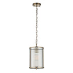 Ridgeton Pendant in Ottone Antico con Paralume in Vetro Rigato