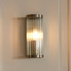 Ridgeton Lampada da Parete in Ottone Antico con Ombra in Vetro Striato