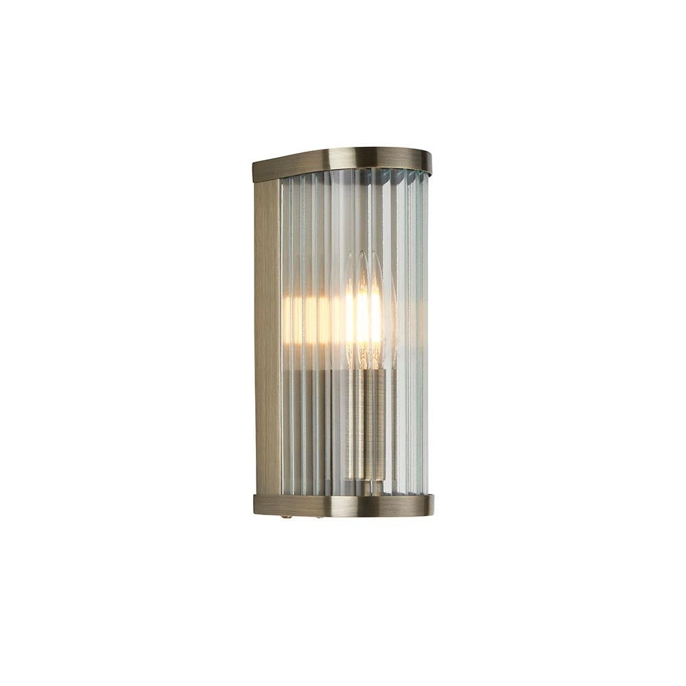 Ridgeton Lampada da Parete in Ottone Antico con Ombra in Vetro Striato