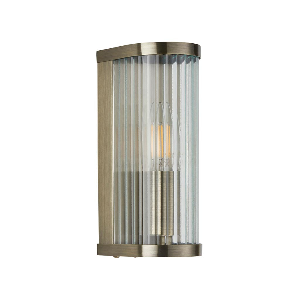 Ridgeton Lampada da Parete in Ottone Antico con Ombra in Vetro Striato