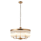 Lampadario in Ottone Clermont a 5 Luci - Aste di Vetro
