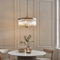 Lampadario in Ottone Clermont a 5 Luci - Aste di Vetro