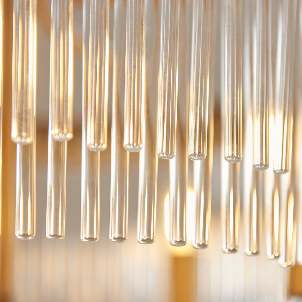 Lampadario in Ottone Clermont a 5 Luci - Aste di Vetro