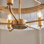 Lampadario in Ottone Clermont a 5 Luci - Aste di Vetro