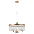 Lampadario in Ottone Clermont a 5 Luci - Aste di Vetro