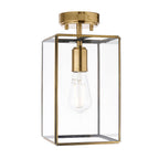 Lampada da soffitto a pannello in ottone e vetro Hammond