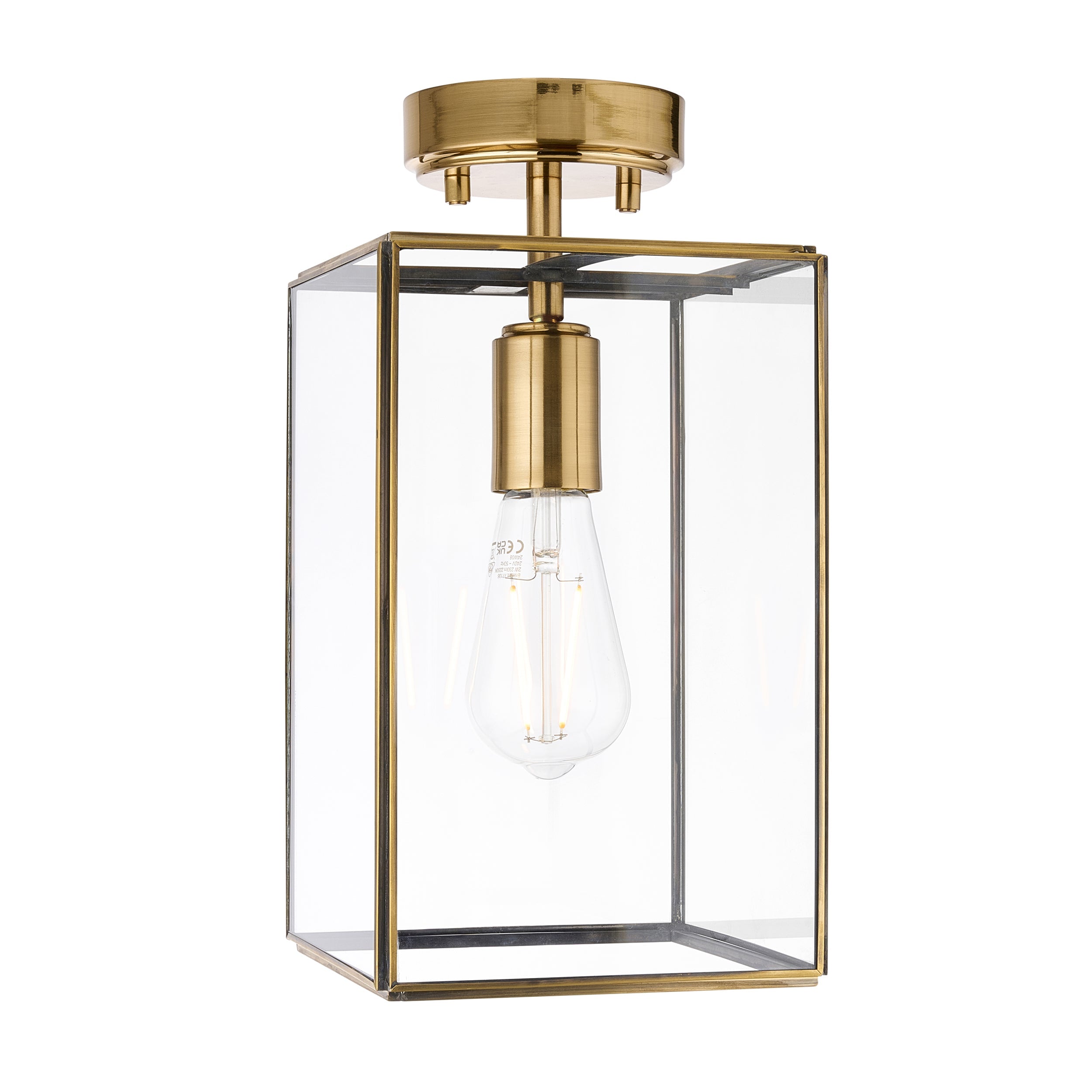 Lampada da soffitto a pannello in ottone e vetro Hammond