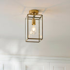 Lampada da soffitto a pannello in ottone e vetro Hammond