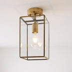 Lampada da soffitto a pannello in ottone e vetro Hammond
