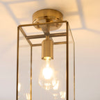 Lampada da soffitto a pannello in ottone e vetro Hammond