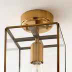 Lampada da soffitto a pannello in ottone e vetro Hammond