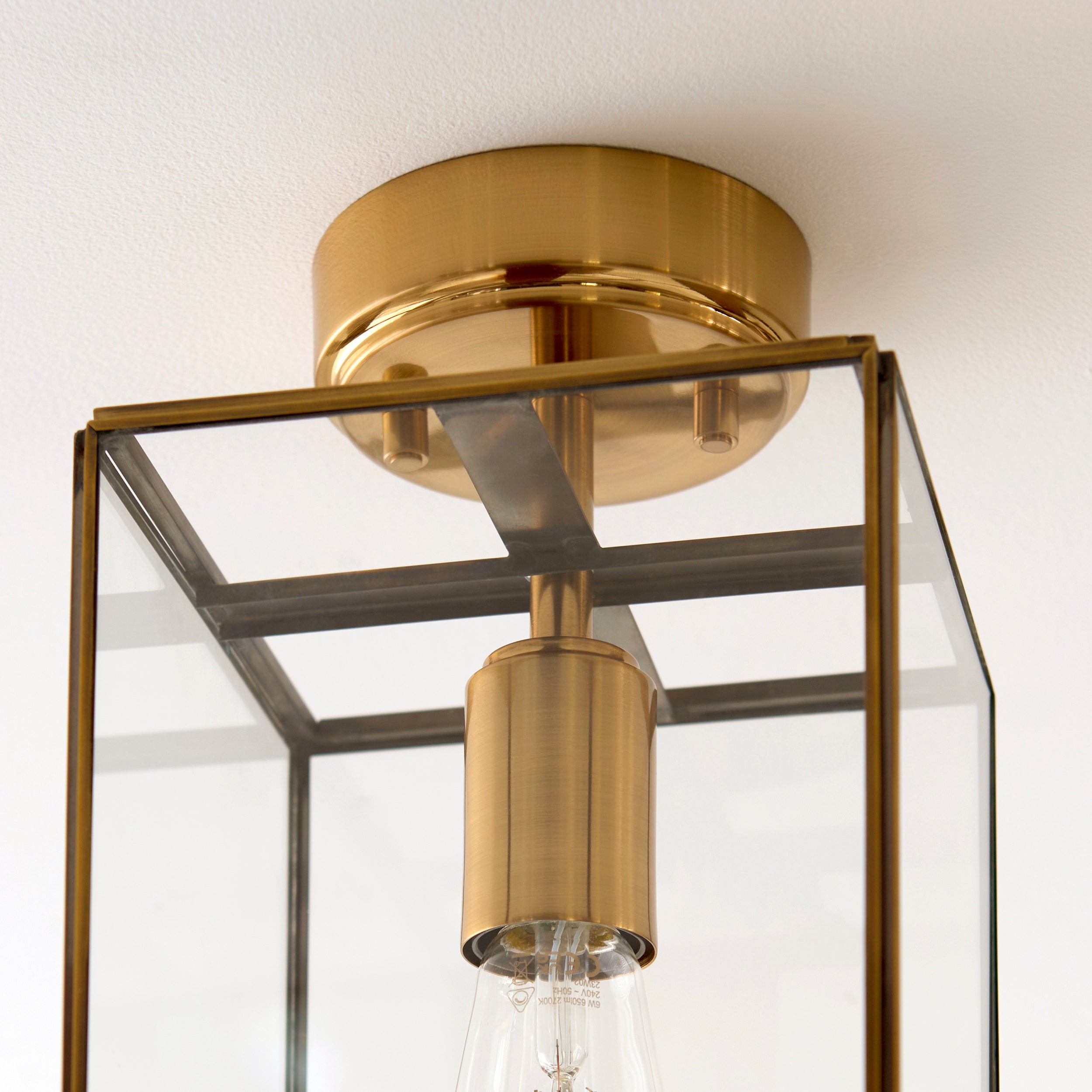 Lampada da soffitto a pannello in ottone e vetro Hammond