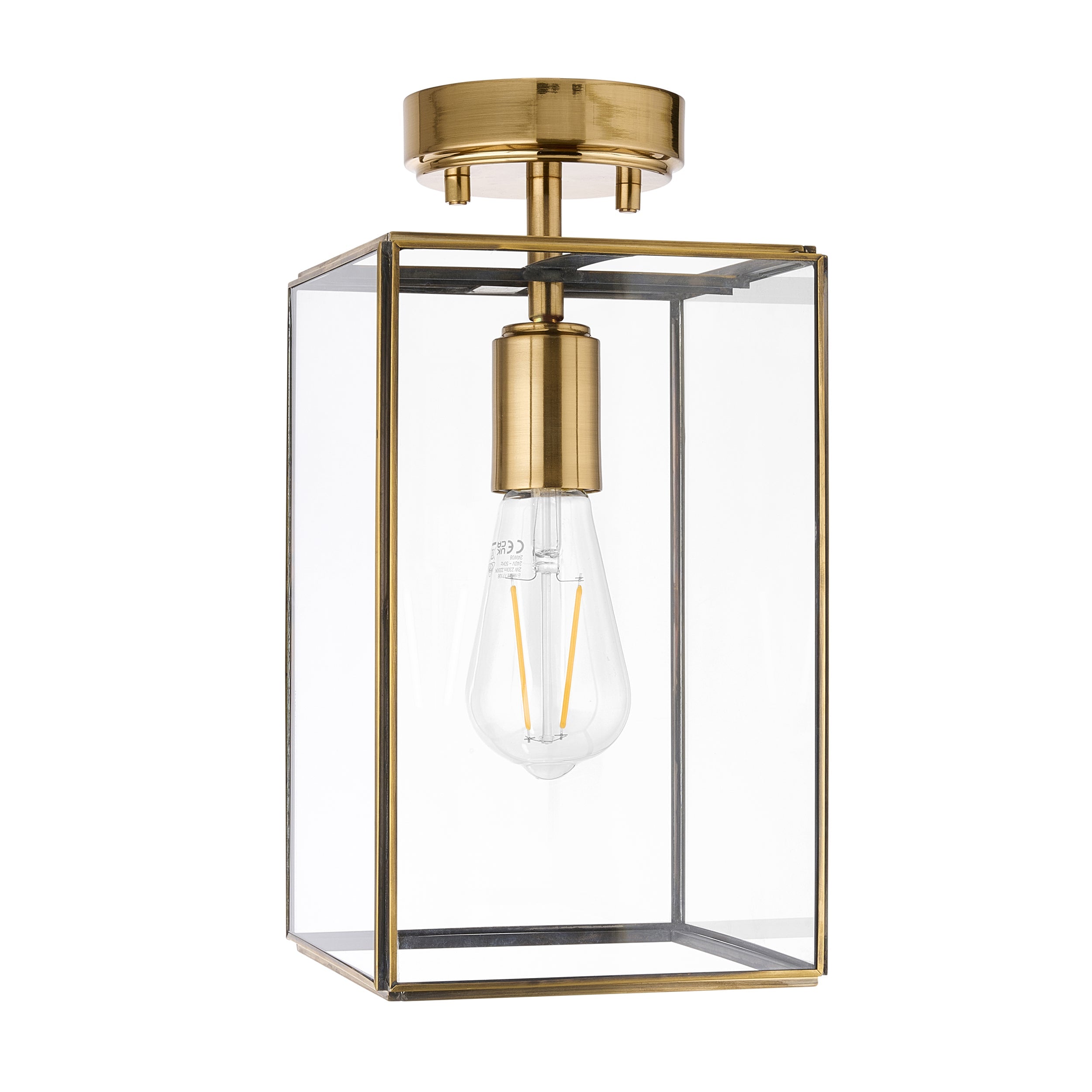 Lampada da soffitto a pannello in ottone e vetro Hammond