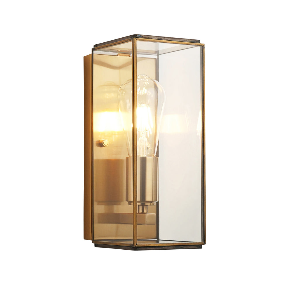 Lampada da Parete in Ottone Hammond con Pannelli in Vetro