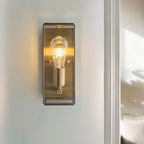 Lampada da Parete in Ottone Hammond con Pannelli in Vetro