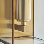 Lampada da Parete in Ottone Hammond con Pannelli in Vetro