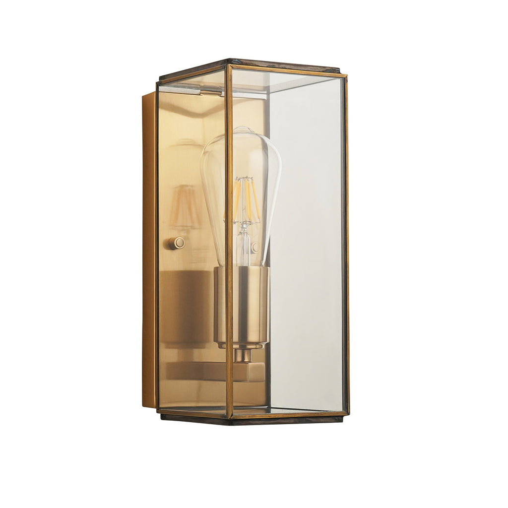 Lampada da Parete in Ottone Hammond con Pannelli in Vetro