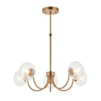 Lampadario in Ottone a 5 Luci Hague - Paralumi in Vetro