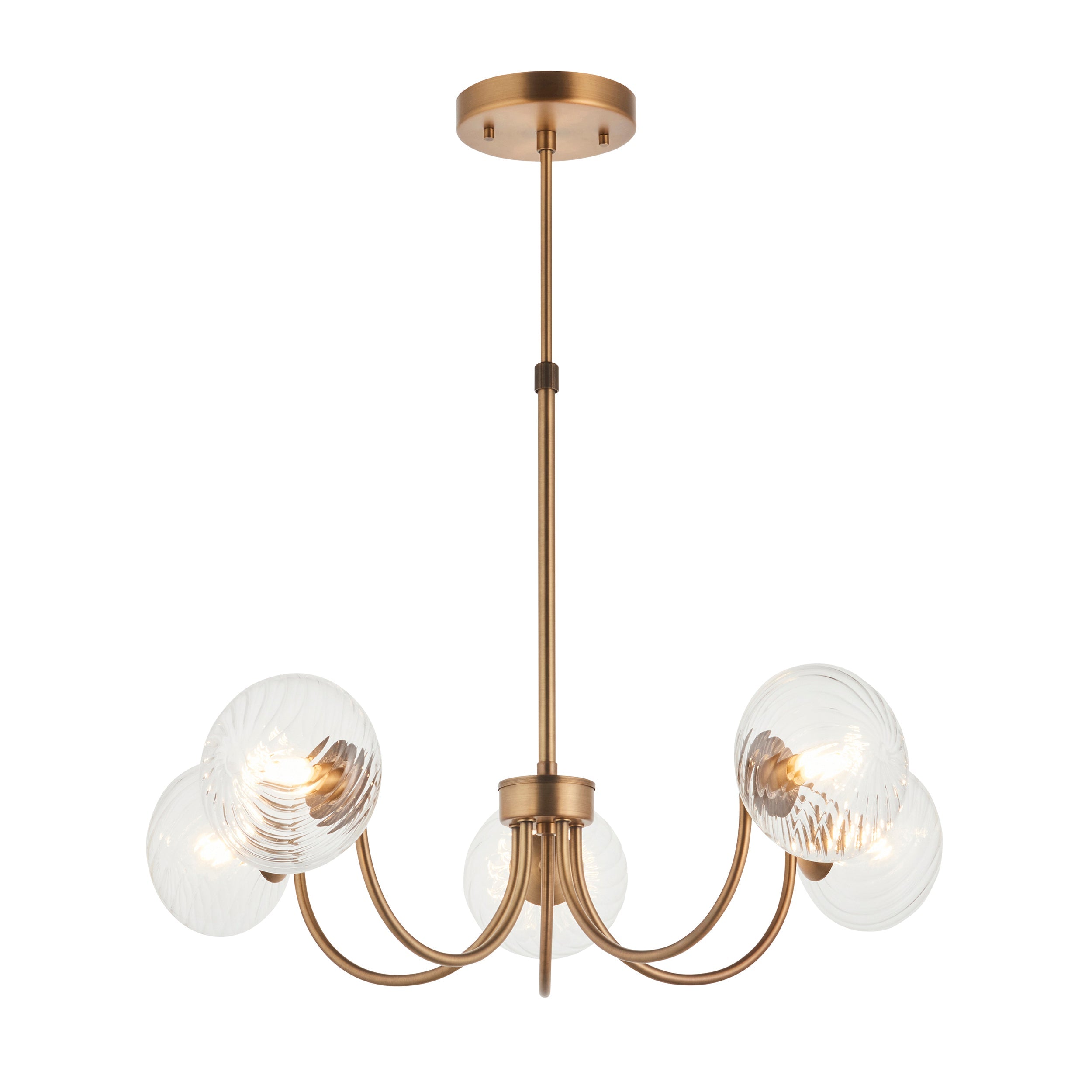 Lampadario in Ottone a 5 Luci Hague - Paralumi in Vetro