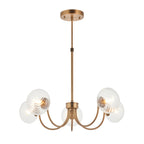 Lampadario in Ottone a 5 Luci Hague - Paralumi in Vetro