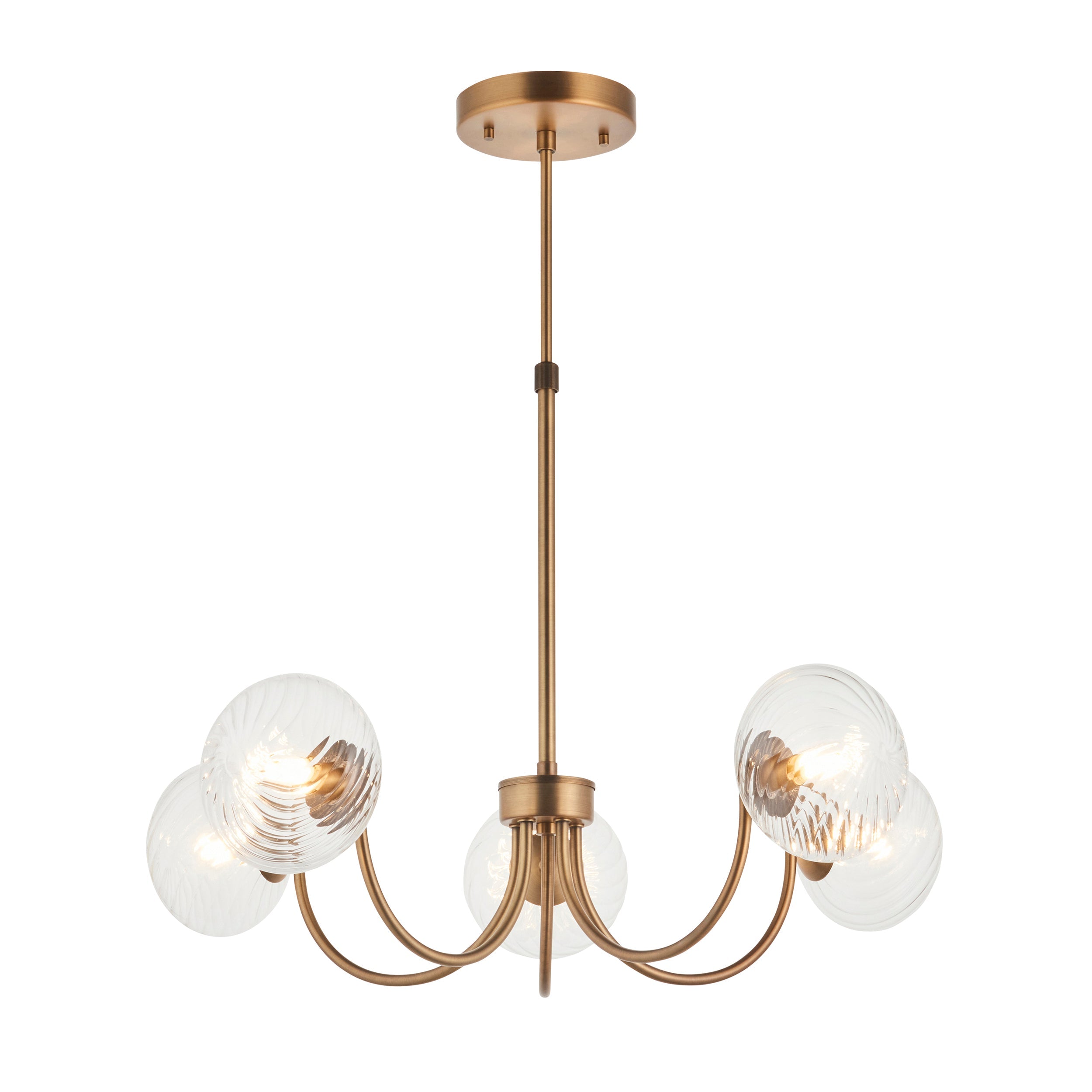 Lampadario in Ottone a 5 Luci Hague - Paralumi in Vetro
