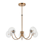 Lampadario in Ottone a 5 Luci Hague - Paralumi in Vetro