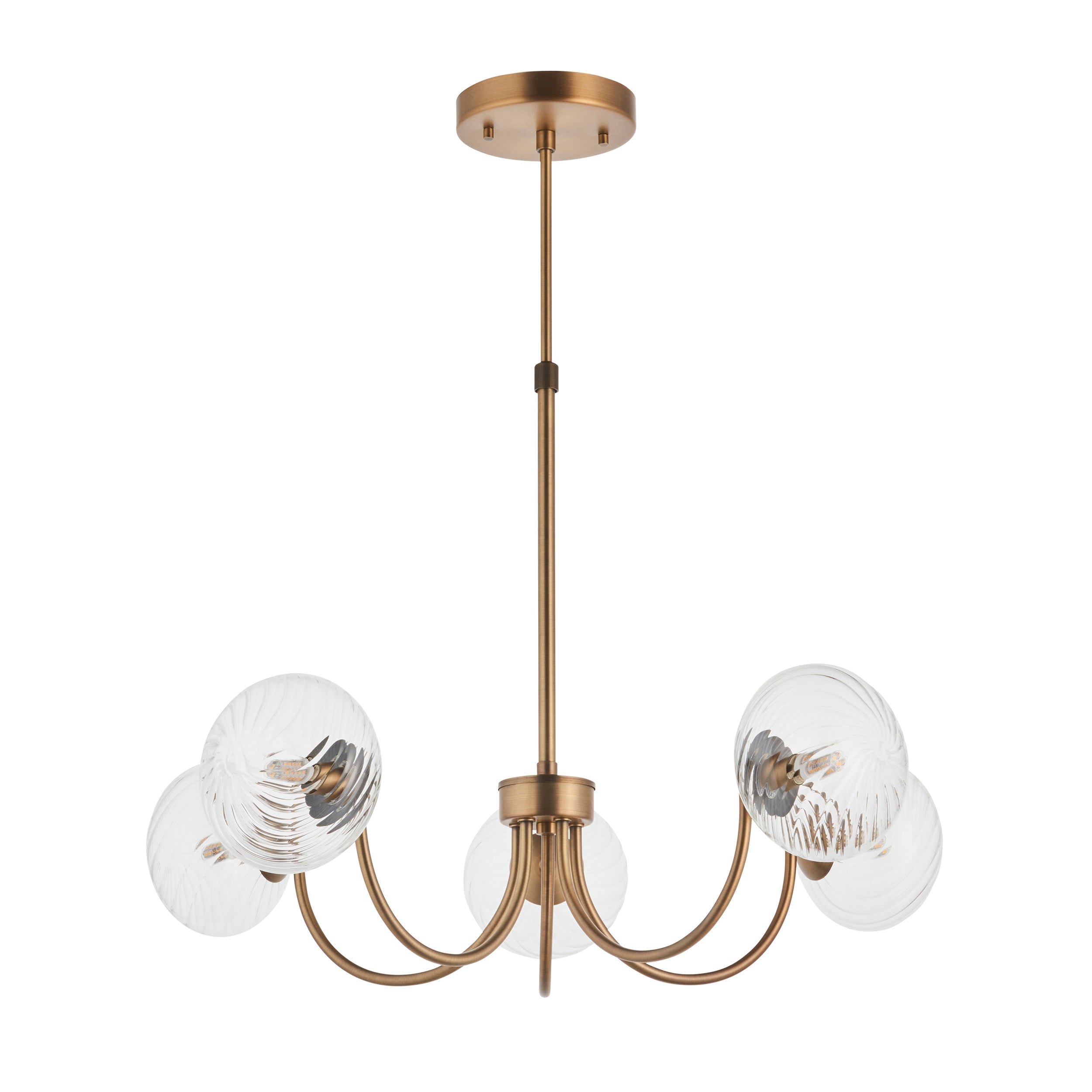 Lampadario in Ottone a 5 Luci Hague - Paralumi in Vetro