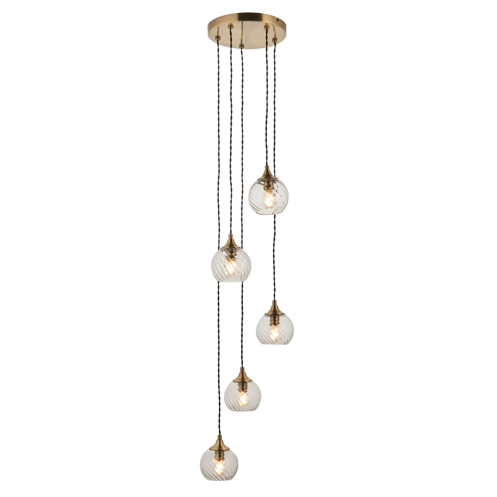Lampadario a Cascata Allegra 5 Luci in Ottone