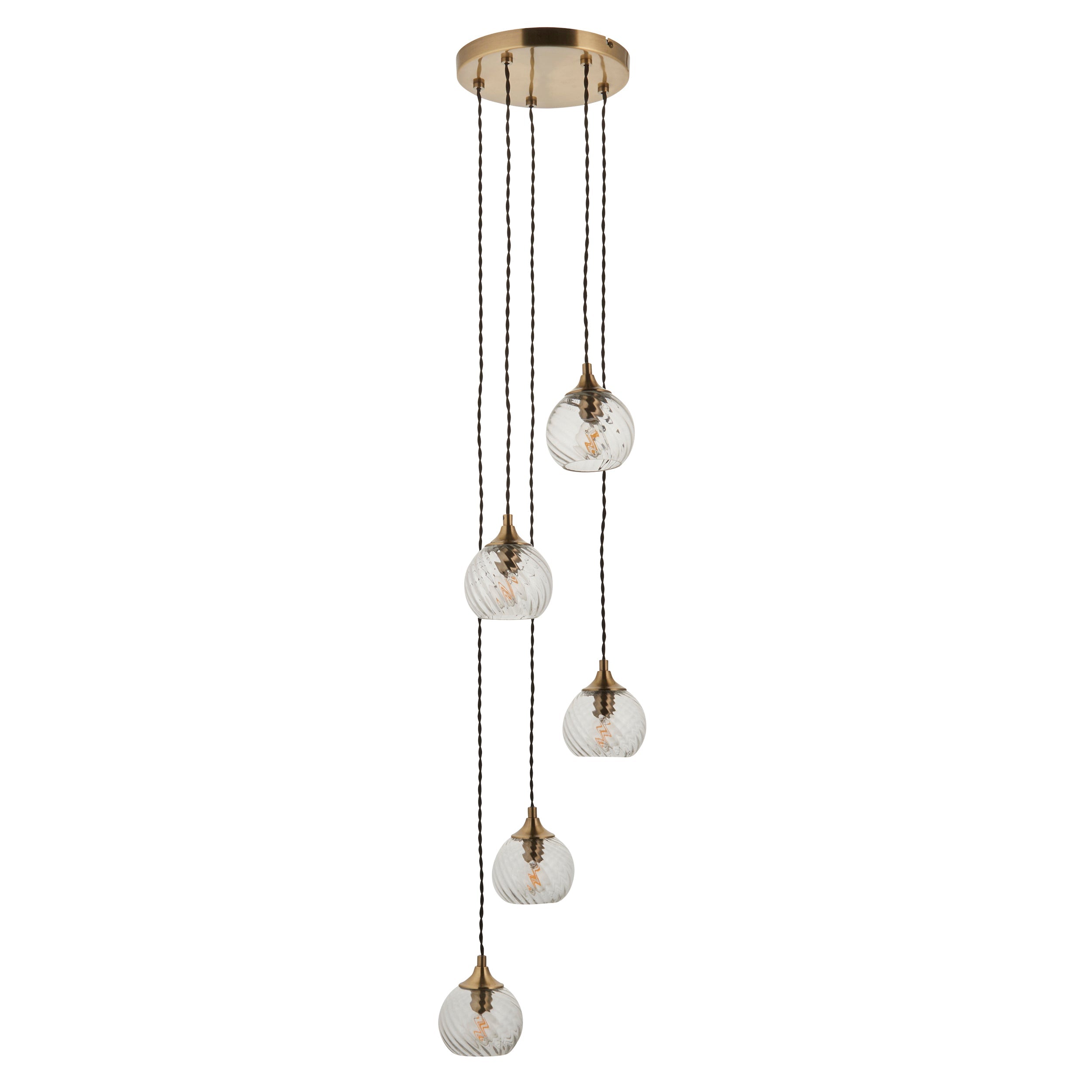 Lampadario a Cascata Allegra 5 Luci in Ottone