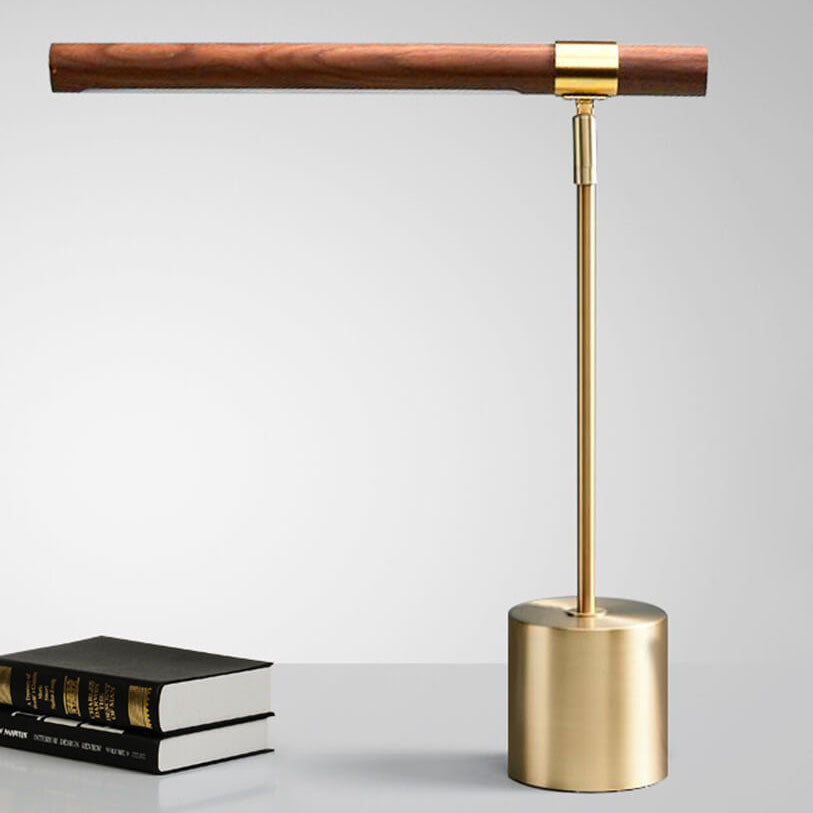 Lampada da Tavolo LED a Base Cilindrica in Legno con Design Minimalista Nordico