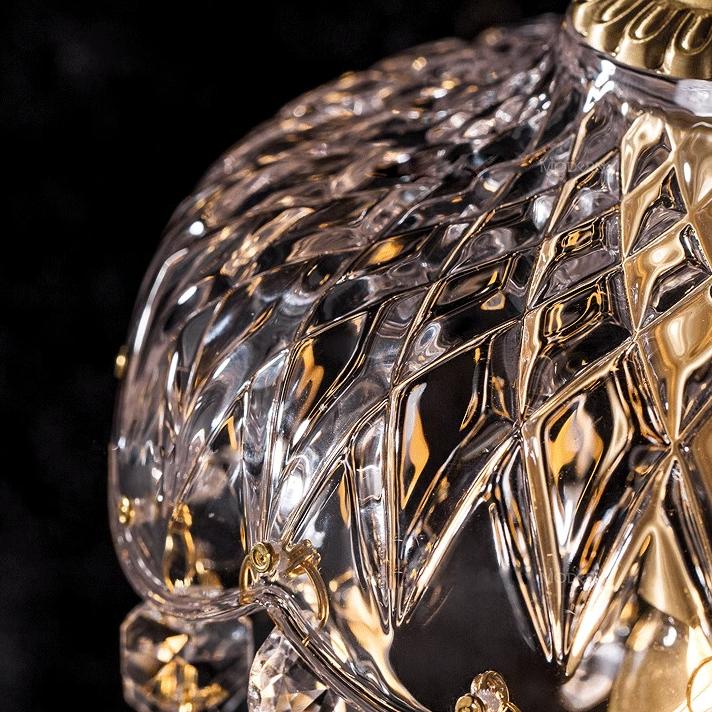 Lampada a Sospensione Vintage in Rame con Cristalli