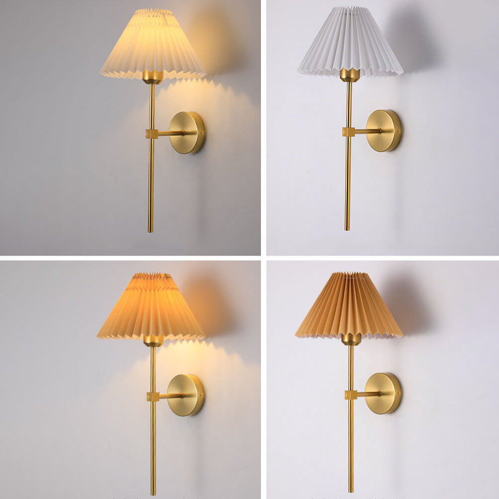 Applique da Parete Vintage con Ombrello Pieghettato e Braccio Dritto 1 Luce