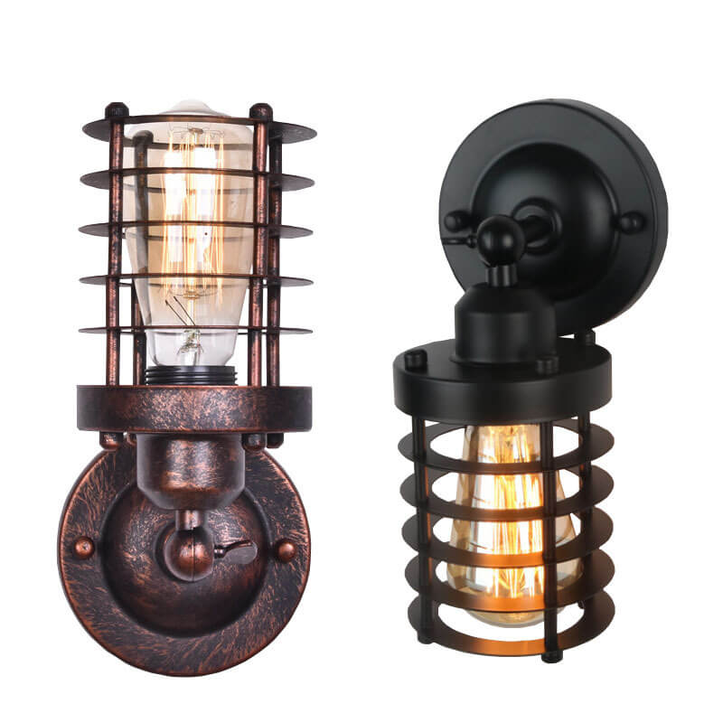Applique da Parete in Ferro Battuto Industriale Retro del Nord con 1 Luce