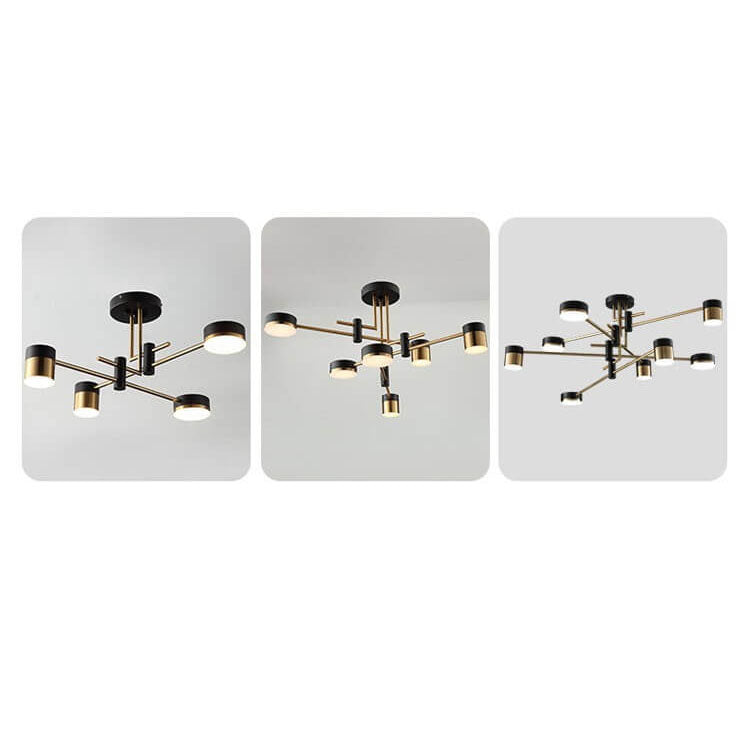 Moderno Minimalista Nero Oro Bilanciato 4-8 Luci Semi-Flussante