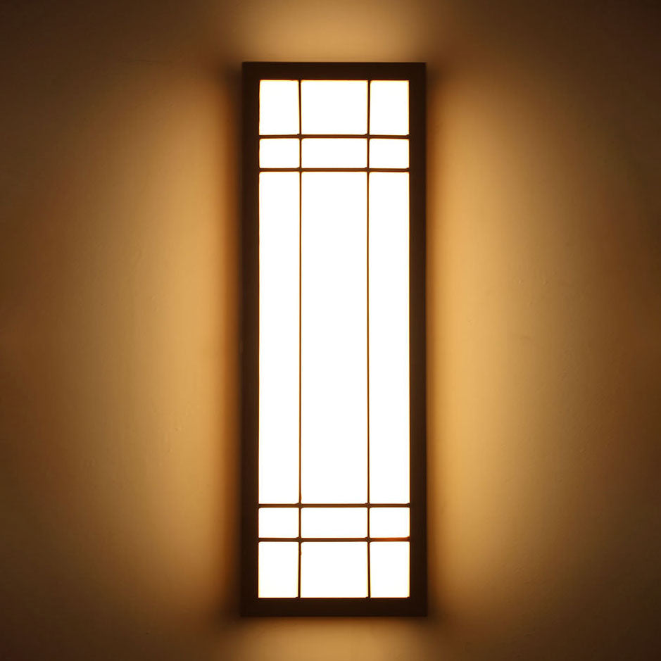 Applique da parete LED in legno massello acrilico rettangolare giapponese tradizionale per camera da letto