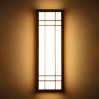 Applique da parete LED in legno massello acrilico rettangolare giapponese tradizionale per camera da letto