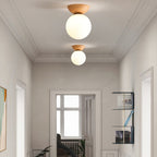 Lampada da soffitto a sfera di vetro | Design legno